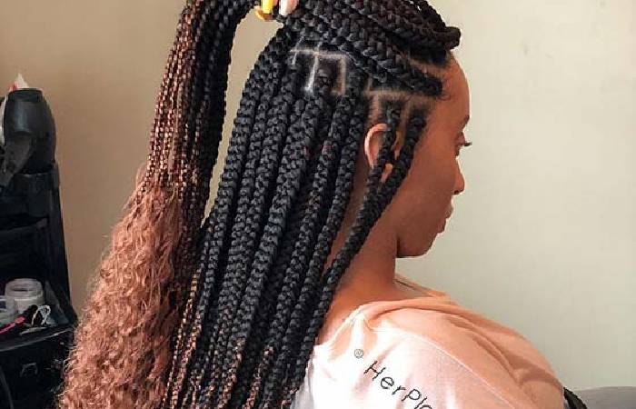 Ombre Box Braids with Curls